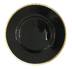 Тарелка черная с золотом